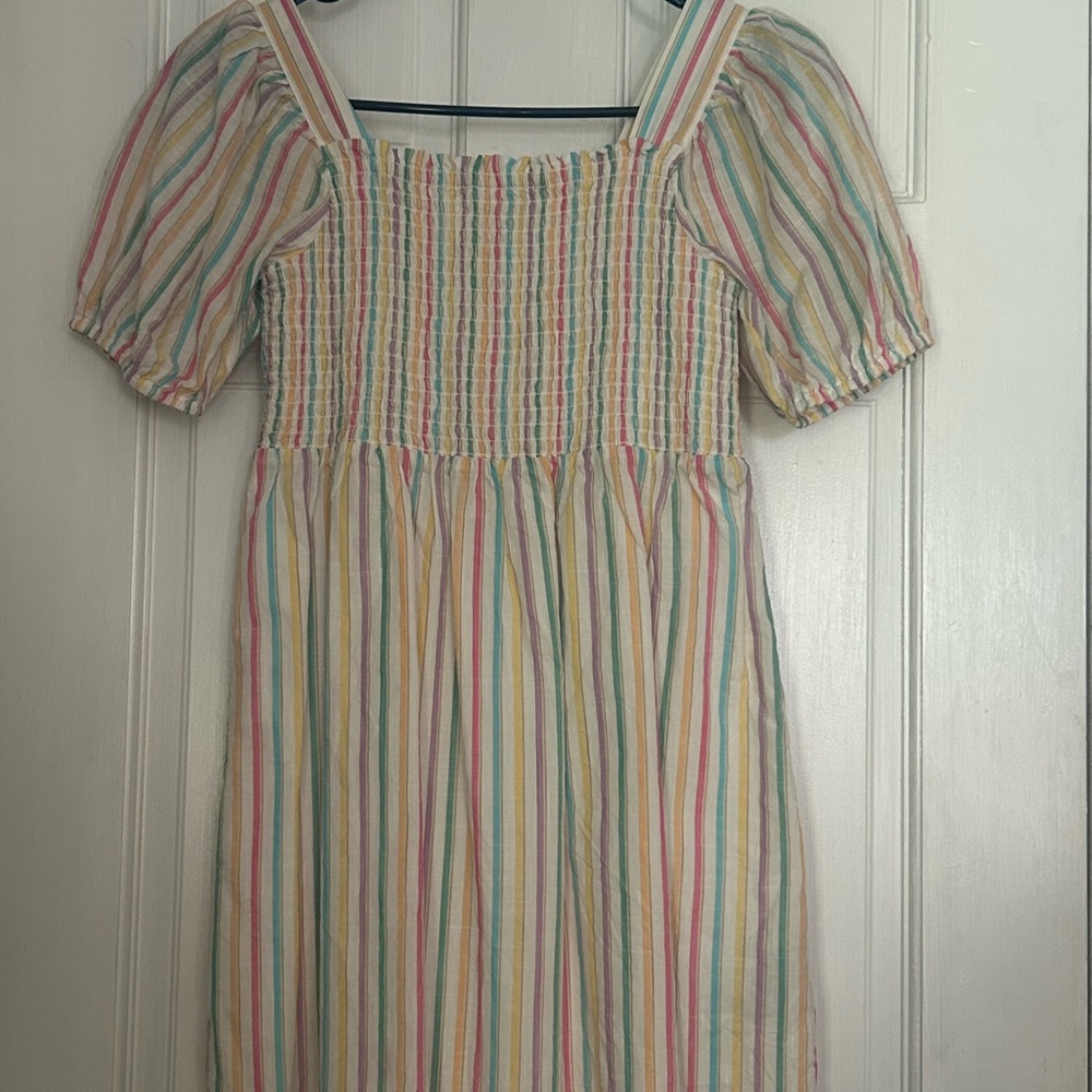 GAP Pink and Yellow Smocked Sundress with Puff Sleeves